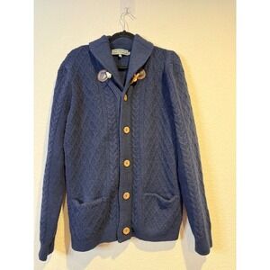 Paisley & Gray Mens Slim Fit Navy Blue Cable Knit Shawl Collar Toggle Cardigan L